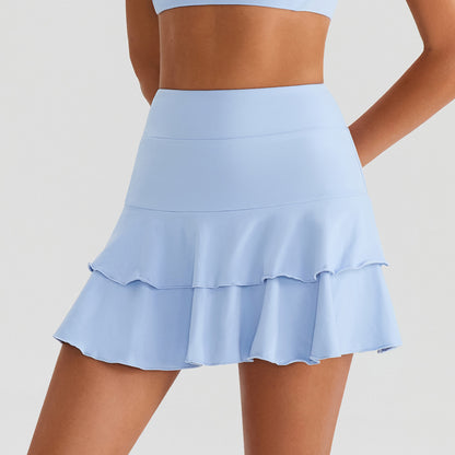 SOLBANA Court Club Ruffle Tennis Skirt in Sky Blue