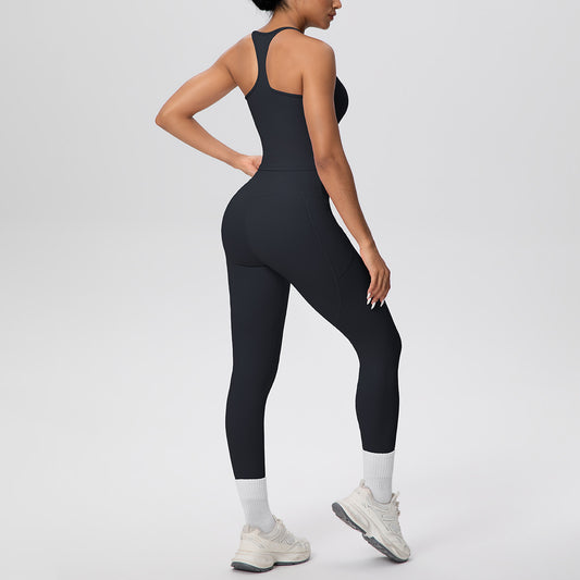 SOLBANA Form Pocket 2-Piece Legging Set in Black