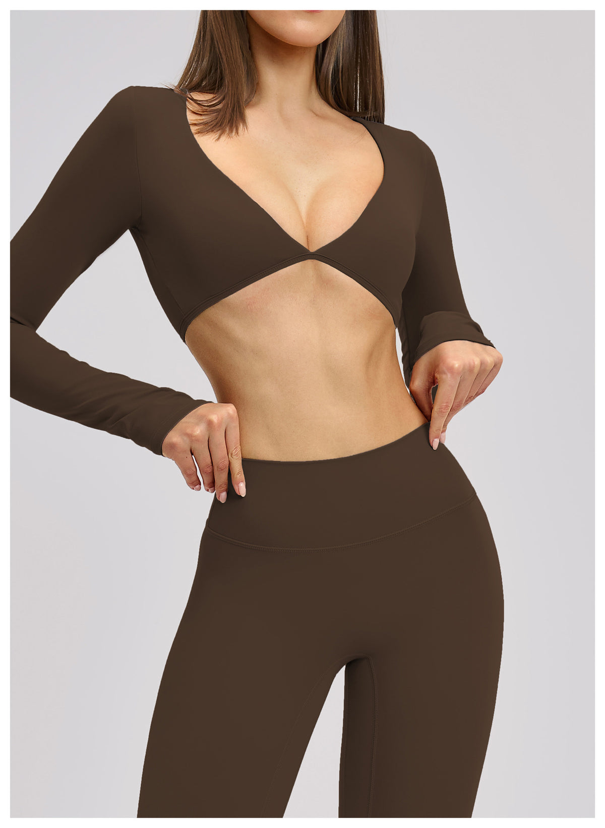 SOLBANA Studio Cropped V-Neck Long Sleeve - alternate product view
