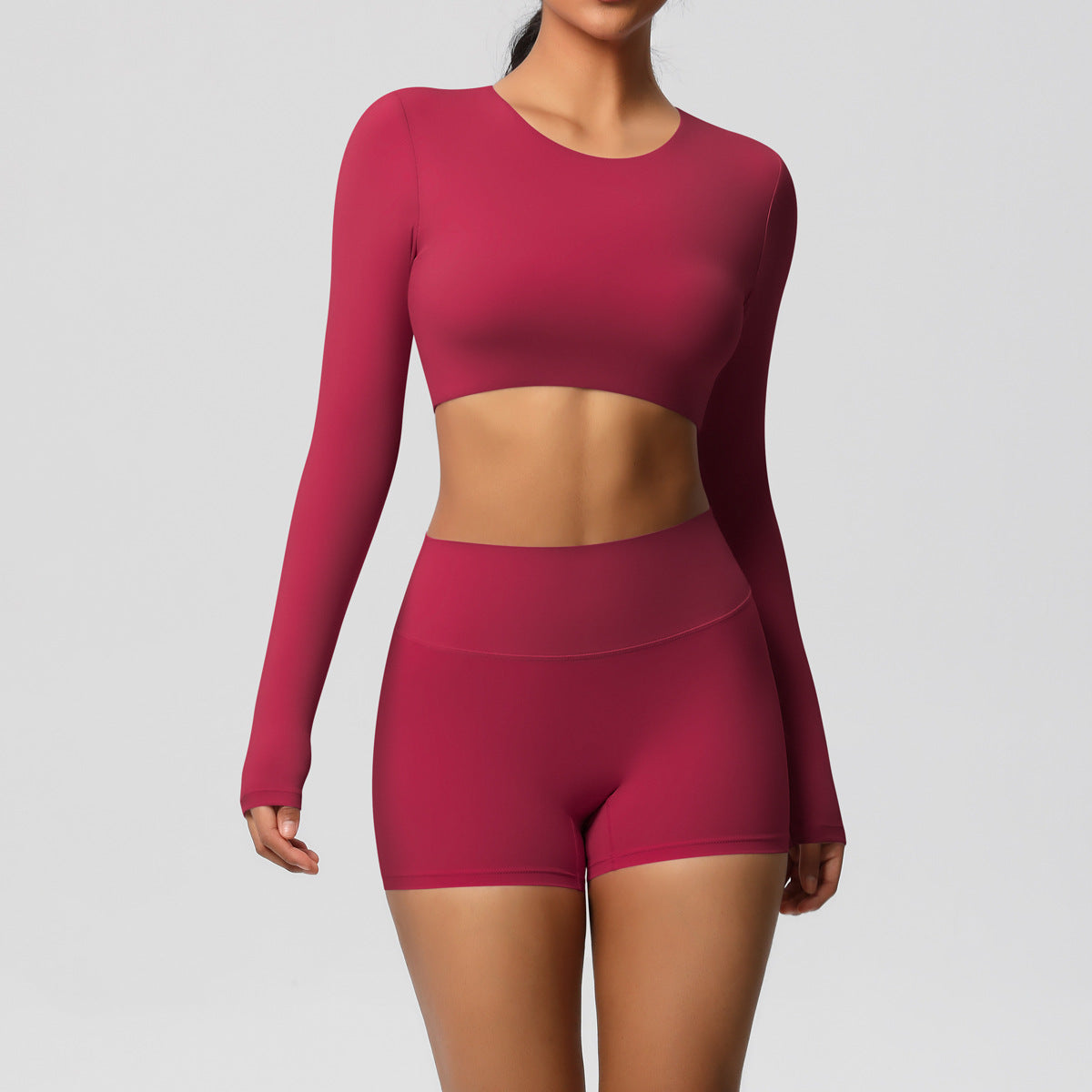 SOLBANA Studio Brushed 2-Piece Short Set in Rouge Red