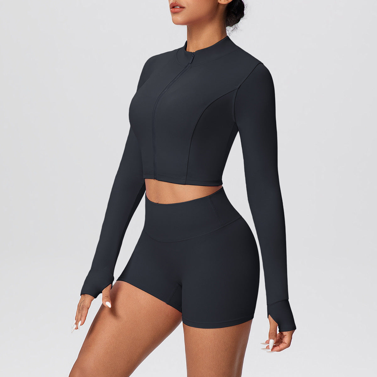 SOLBANA Studio Thumbhole Zip Short Set - alternate product view