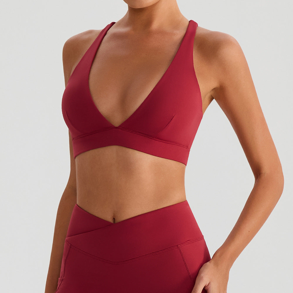 SOLBANA Studio Deep-V Tie Bra in Burgundy