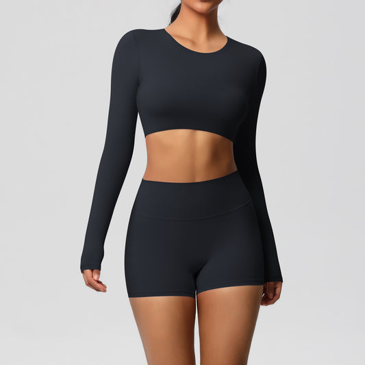SOLBANA Studio Brushed 2-Piece Short Set in Black