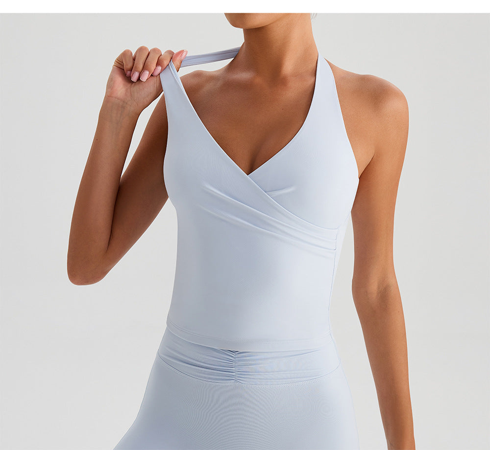 SOLBANA Studio Ruched V-Neck Halter Tank - alternate product view