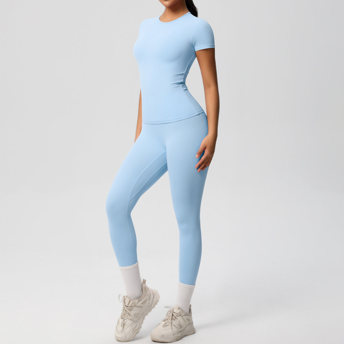 SOLBANA Form Tee 2-Piece Legging Set in Sky Blue
