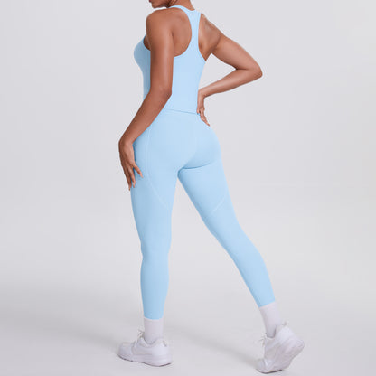 SOLBANA Form Pocket Tank 2-Piece Legging Set in Sky Blue