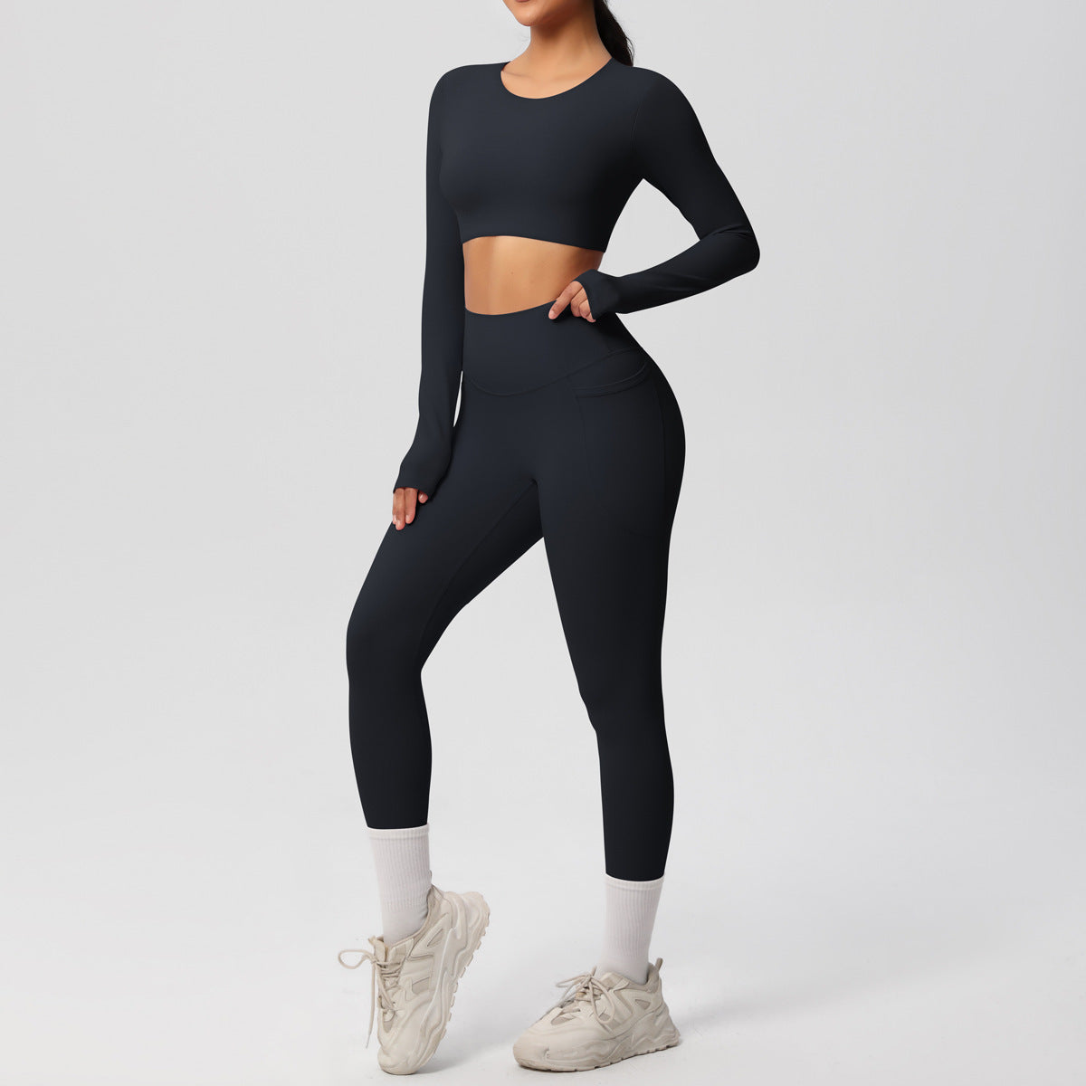 SOLBANA Studio Brushed 2-Piece Legging Set in Black